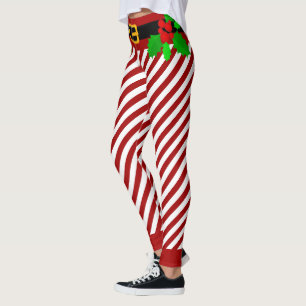 Weihnachtscreme-Streifen Leggings