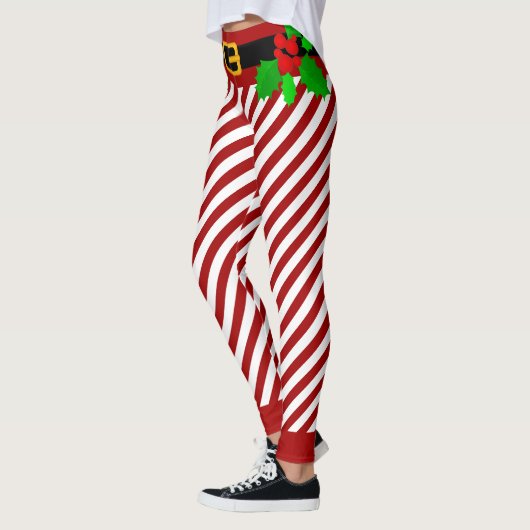 Weihnachtscreme-Streifen Leggings (Links)