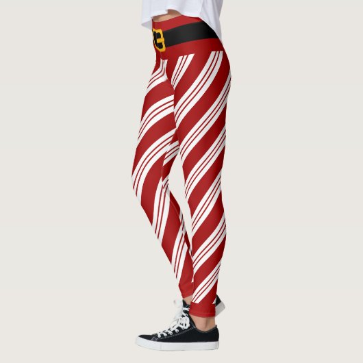 Weihnachtscreme-Streifen Leggings (Links)