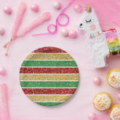 Weihnachtscreme Streifen Rot Grün Golden Yellow Pappteller (Party)