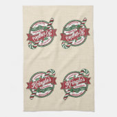 Weihnachtscreme und Candy Cane Shop Geschirrtuch (Vertikal)