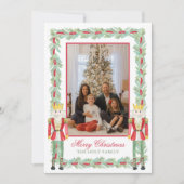 Weihnachtscreme und Foto in Garland Feiertagskarte (Vorderseite)