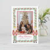 Weihnachtscreme und Foto in Garland Feiertagskarte (Stehend Vorderseite)