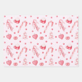 Weihnachtscreme und heiße Schokolade Rosa Geschenkpapier Set (Vorderseite 3)