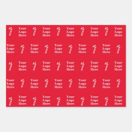 Weihnachtscreme und Logo-Muster Geschenkpapier Set (Vorderseite)