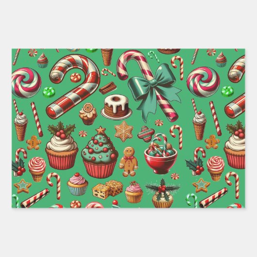 Weihnachtscreme und süße Leckereien Geschenkpapier Set (Vorderseite 2)