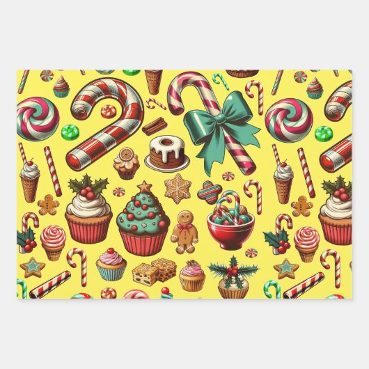 Weihnachtscreme und süße Leckereien Geschenkpapier Set (Vorderseite)