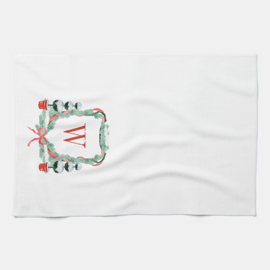 Weihnachtscreme-Wappen Geschirrtuch (Horizontal)