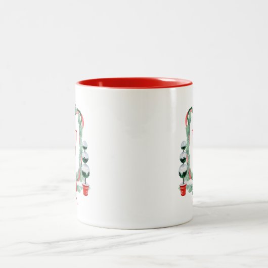 Weihnachtscreme-Wappen Zweifarbige Tasse (Mittel)