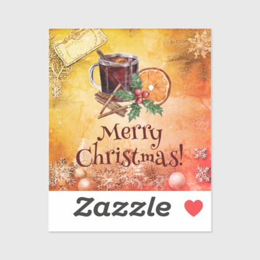 Weihnachtscup Orange Holly Berry Cinnamon Gruß Aufkleber (Blatt)