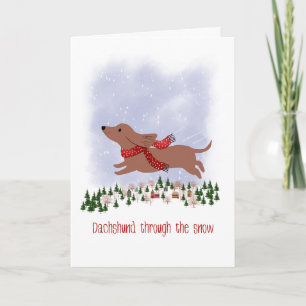 Weihnachtsdachshund durch den Schnee Karte