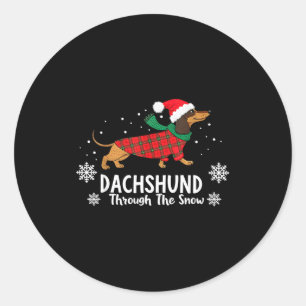 Weihnachtsdachshund Durch Den Schnee Wiener Hund S Runder Aufkleber