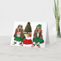 Weihnachtsdachshund-Karten-freier Raum nach innen