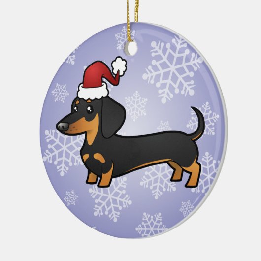 WeihnachtsDackel Keramikornament (Links)