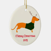 WeihnachtsDackel-runde Verzierung Keramikornament (Rechts)