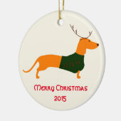 WeihnachtsDackel-runde Verzierung Keramikornament (Links)