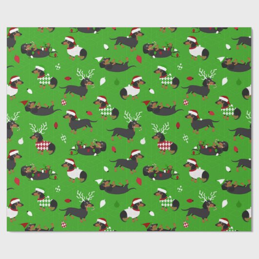 WeihnachtsDackeln Geschenkpapier (Flach)