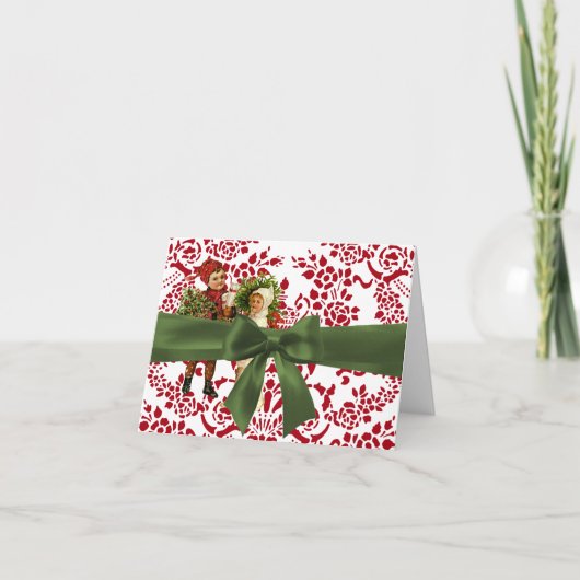 WeihnachtsDamaskochkarte Feiertagskarte (Vorderseite)