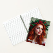 Weihnachtsdame mit Holly Blätter Spiral Notebook Notizblock (Innenseite)