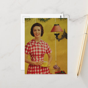 Weihnachtsdame-Postkarte aus den 1950er Jahren Postkarte