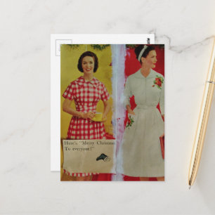 Weihnachtsdamen aus den 1950er Jahren Postkarte