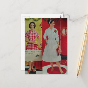 Weihnachtsdamen aus den 1950er Jahren Postkarte