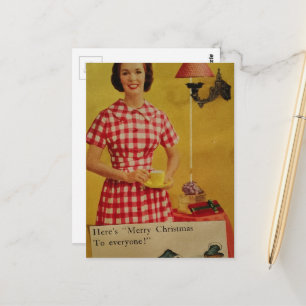 Weihnachtsdamen-Collage-Postkarte aus den 1950er J Postkarte
