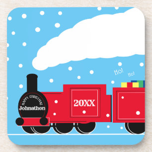 Weihnachtsdampf-Zug im Schnee Getränkeuntersetzer