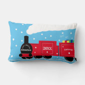 Weihnachtsdampf-Zug im Schnee Lendenkissen (Rückseite)