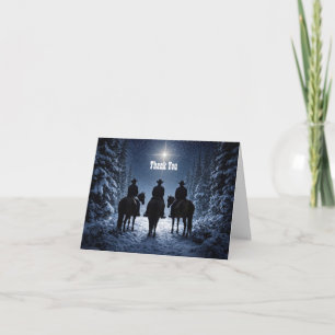 Weihnachtsdankeschön mit Cowboys Schnee Dankeskarte