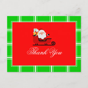 Weihnachtsdankeschön Santa Rot & Grün Postkarte