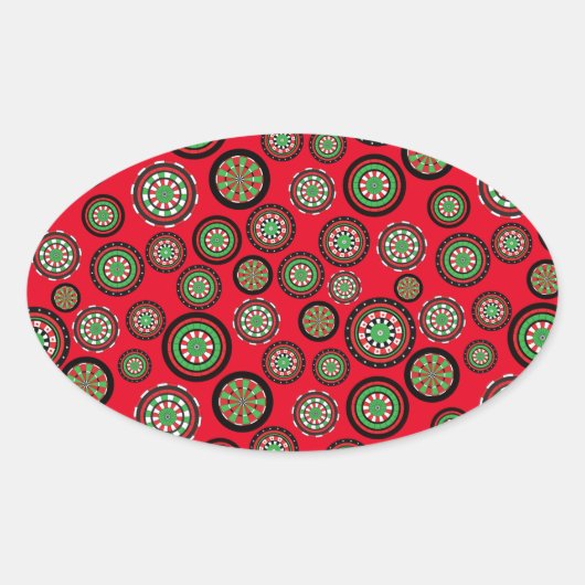 Weihnachtsdartboards Ovaler Aufkleber (Vorderseite)