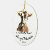 Weihnachtsdatum anpassbarer lustiger alter Ziegenb Keramik Ornament (Links)