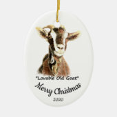 Weihnachtsdatum anpassbarer lustiger alter Ziegenb Keramik Ornament (Vorne)