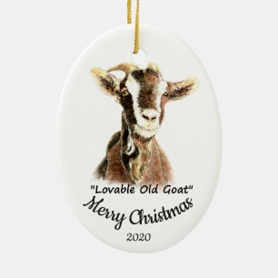 Weihnachtsdatum anpassbarer lustiger alter Ziegenb Keramik Ornament