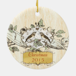 Weihnachtsdatum Familie Foto Vintag Bird Keramik Ornament