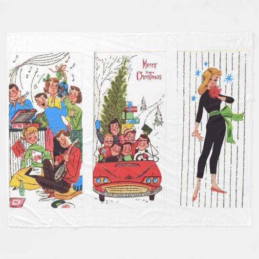 Weihnachtsdecke aus Rockabilly Fleecedecke (Vorderseite (Horizontal))