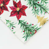 Weihnachtsdecke mit Bäumen und roter Poinsettia Fleecedecke (Ecke)