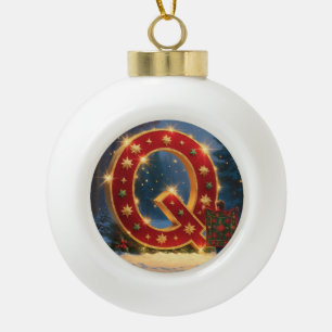 Weihnachtsdecke mit personalisierter Anfangsbuchst Keramik Kugel-Ornament