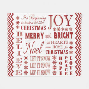 Weihnachtsdecke mit Vintager Typografie Fleecedecke