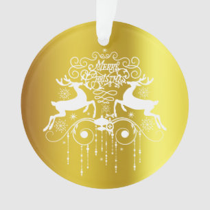 Weihnachtsdeers Weiße Silhouetten Ornament