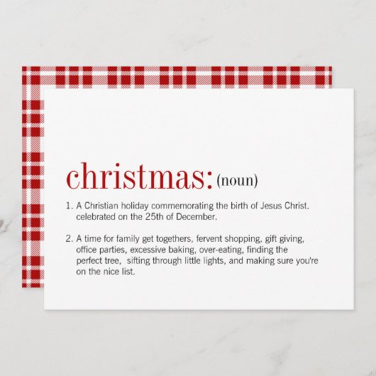 Weihnachtsdefinition Feiertagskarte (Vorne/Hinten)