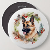 Weihnachtsdeko mit Deutschem Schäferhund Festiver Button (Vorne & Hinten)