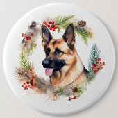 Weihnachtsdeko mit Deutschem Schäferhund Festiver Button (Vorderseite)