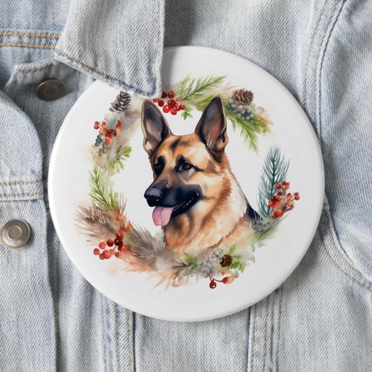 Weihnachtsdeko mit Deutschem Schäferhund Festiver Button (Beispiel)