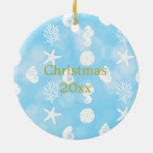 Weihnachtsdekor an der Küste Personalisiertes Seep Keramik Ornament (Hinten)