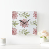 Weihnachtsdekor der Blume Quadratische Wanduhr (Zuhause)