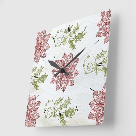 Weihnachtsdekor der Blume Quadratische Wanduhr (Winkel)