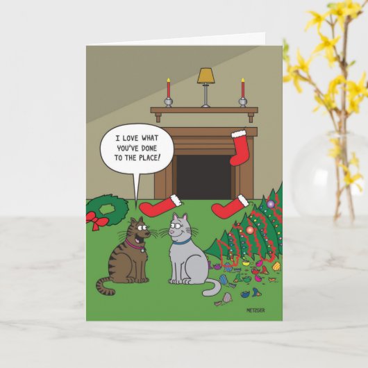 Weihnachtsdekor der Katze Karte (Gelbe Blume)