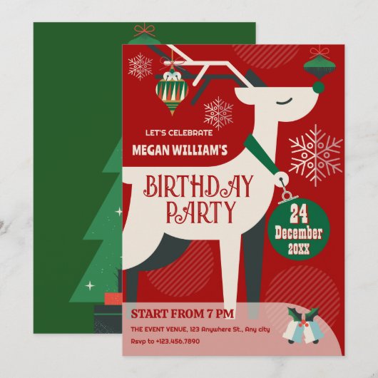 Weihnachtsdekor Einladung (Vorne/Hinten)